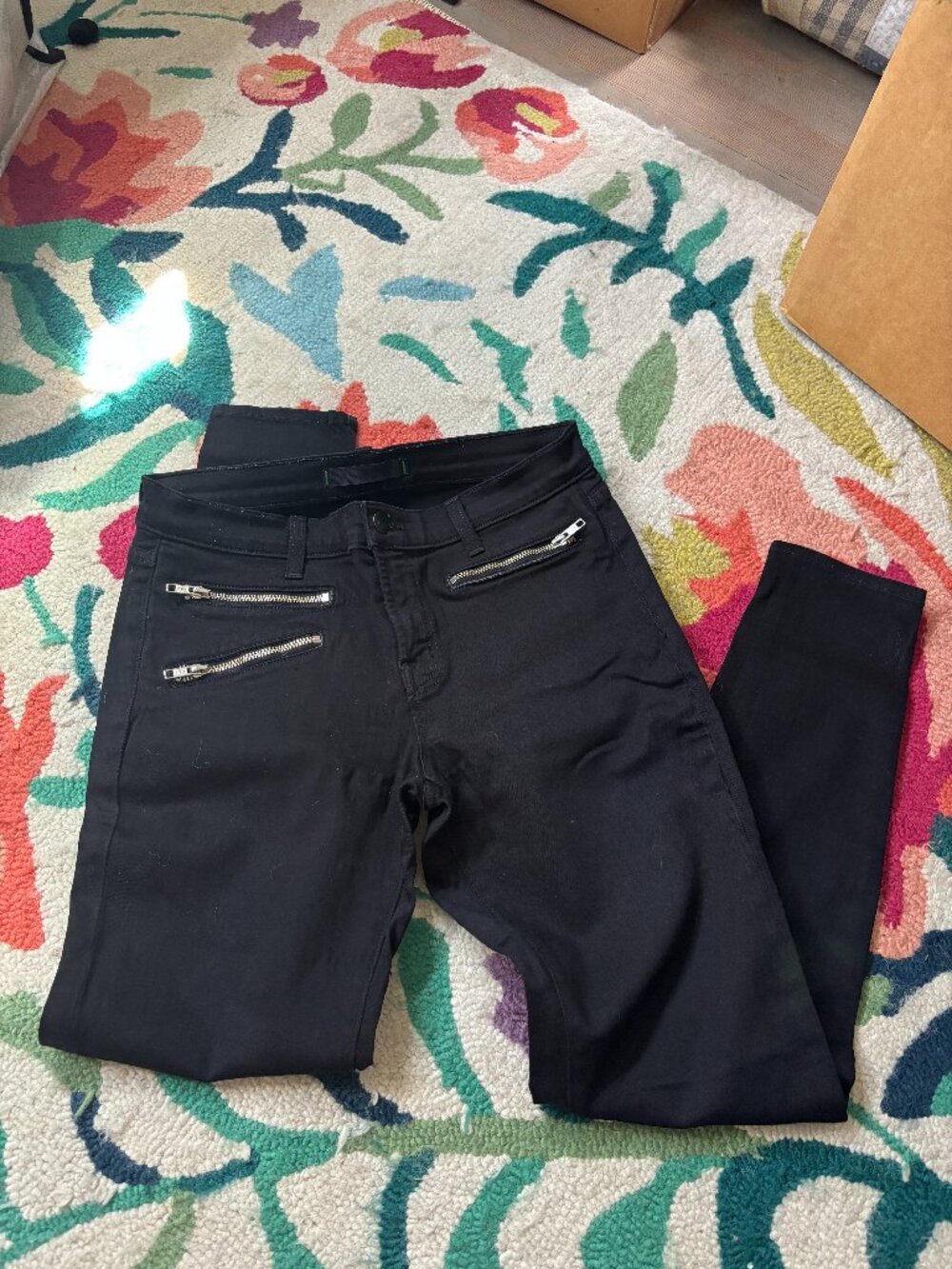 J Brand Black Skinny Jeans with Zip accents Size 28